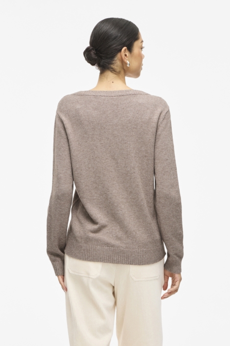 Vila camel dames trui | Model achteraanzicht