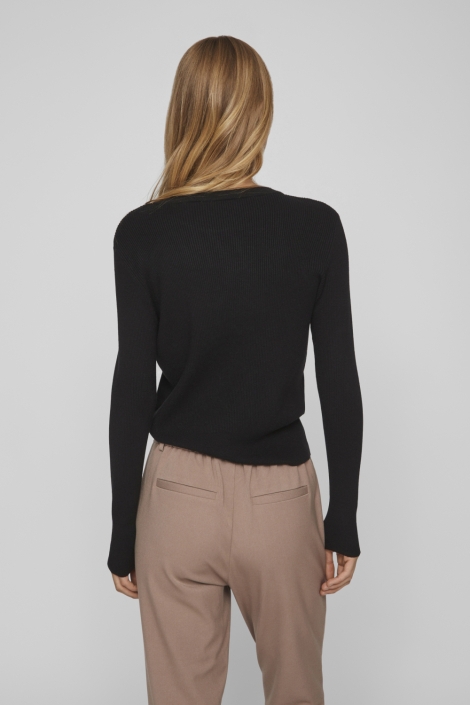 Vila zwarte dames trui | Model achteraanzicht