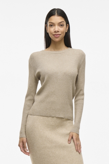Vila Trui VICOMFY O-NECK L/S KNIT TOP- NOOS 14084325 NATURAL MELANGE