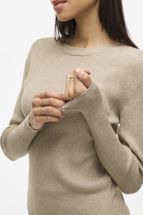 Vila beige dames trui | Close up