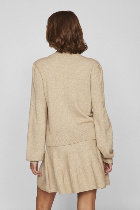 Vila beige dames trui | Model achteraanzicht