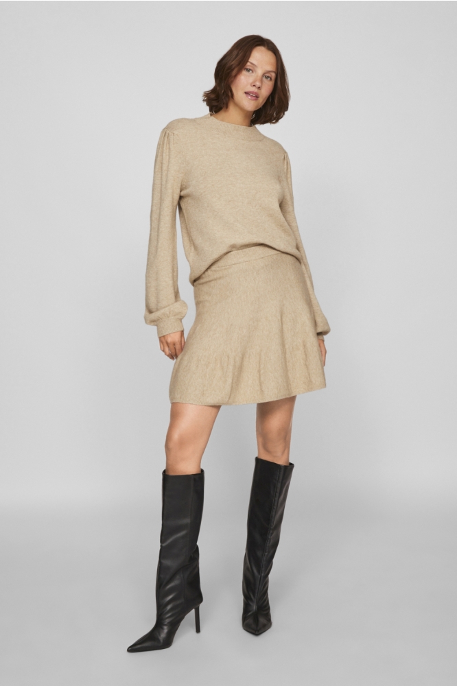 Vila beige dames trui | Model vooraanzicht