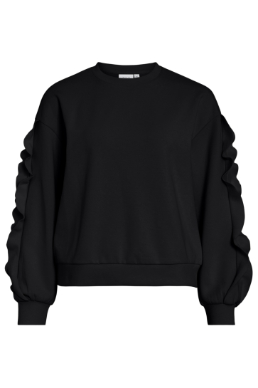 Vila Trui VIMENTINA FLOUNCE O-NECK L/S TOP 14111068 BLACK BEAUTY