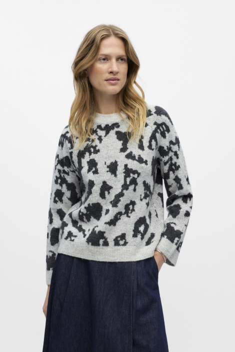 Object grijze dames trui | Model vooraanzicht