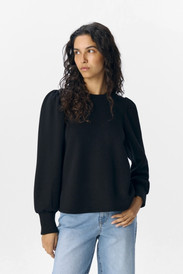 Object OBJANDREA RE L/S O-NECK TOP NOOS 23047103 BLACK