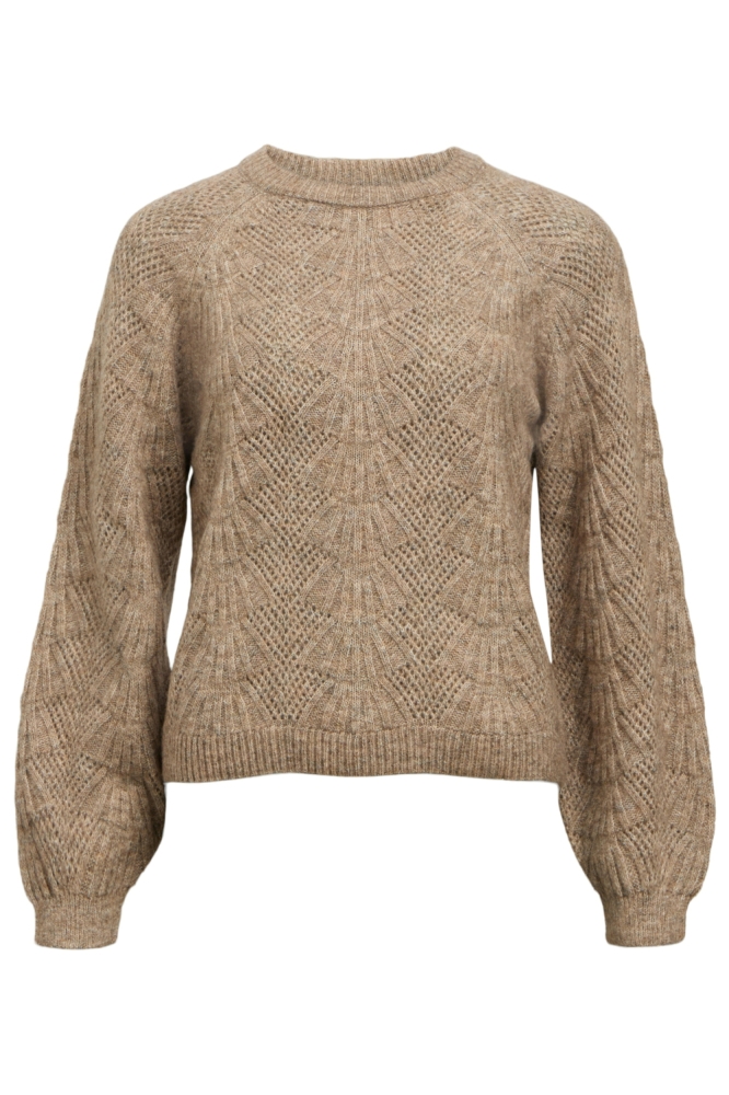 Object taupe dames trui | Vooraanzicht