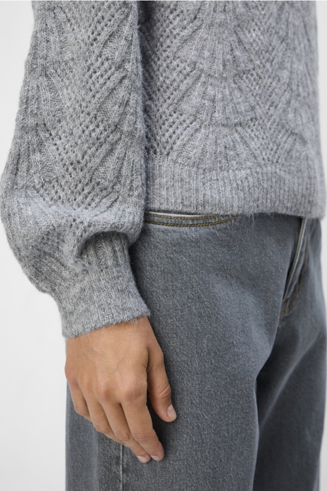 Object grijze dames trui | Model zijaanzicht