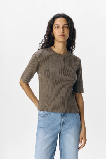 Object Trui OBJELVA 2/4 RE O-NECK KNIT NOOS 23046911 MOREL/MELANGE