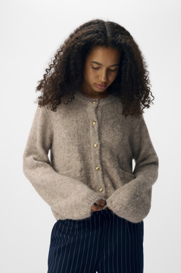 Object OBJSAGGIA RE L/S KNIT CARDIGAN NOOS 23046886 Humus/Melange