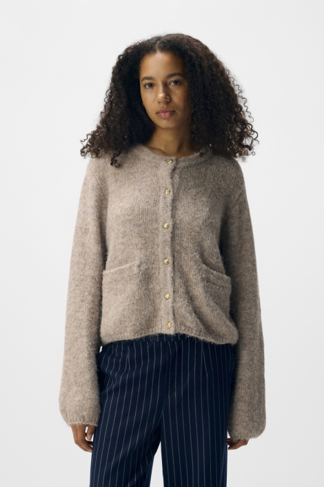 Object beige dames vest | Model vooraanzicht