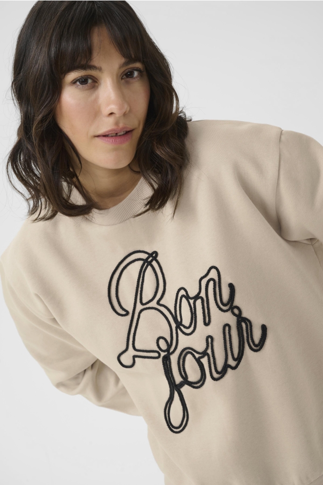 Kaffe beige dames sweater | Close up