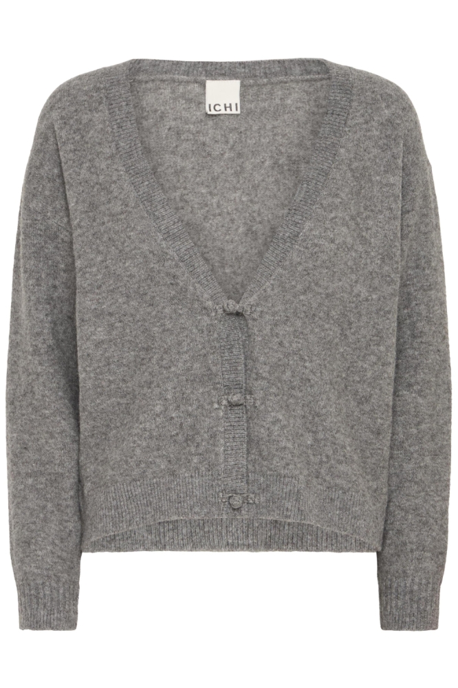 Ichi grijze dames vest | Vooraanzicht