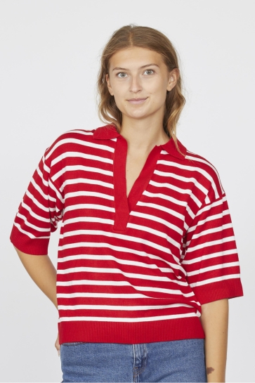 SisterS point T-shirt HILVA POLO1 17248 RUBY/CREAM