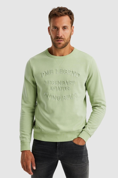 PME legend groene heren sweater | Model vooraanzicht