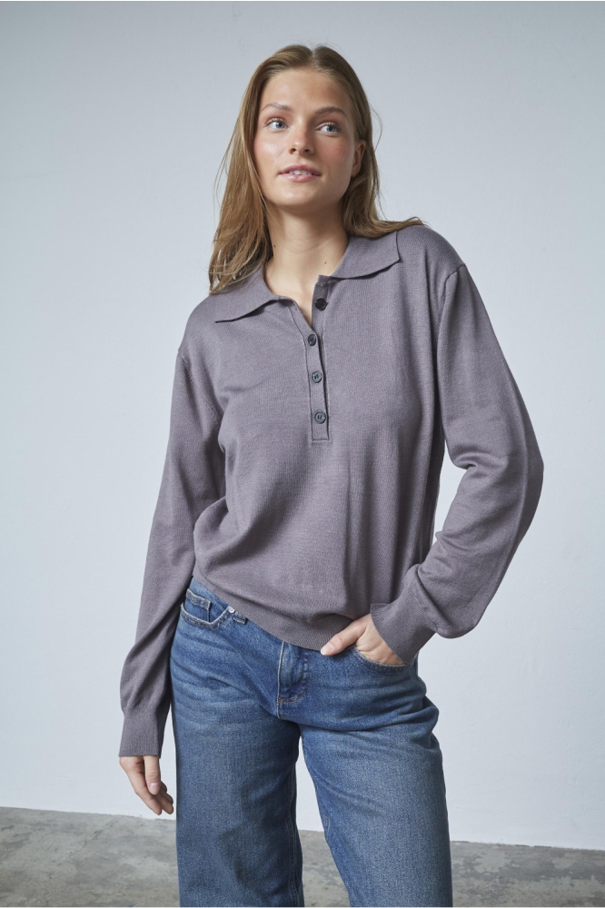 SisterS point grijze dames trui | Model vooraanzicht