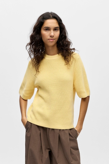 Object objflo s/s re knit pullover noos Geel