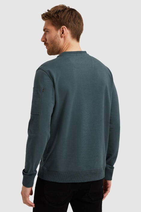 PME legend blauwe heren sweater | Model achteraanzicht