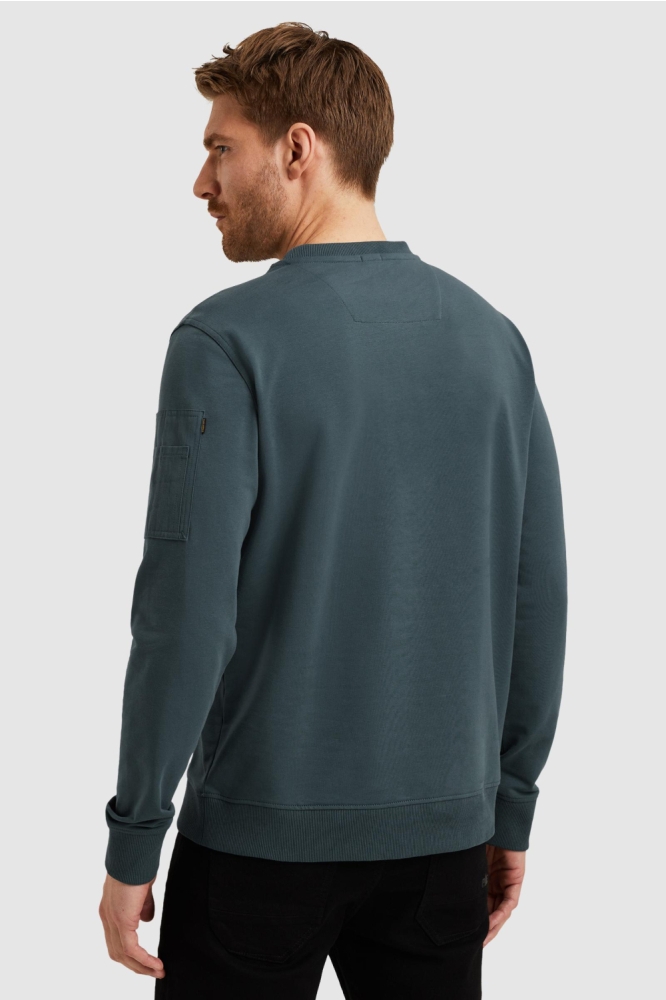 PME legend blauwe heren sweater | Model achteraanzicht
