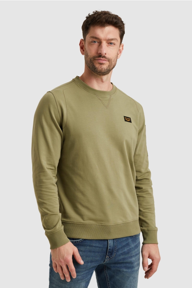 PME legend groene heren sweater | Model zijaanzicht