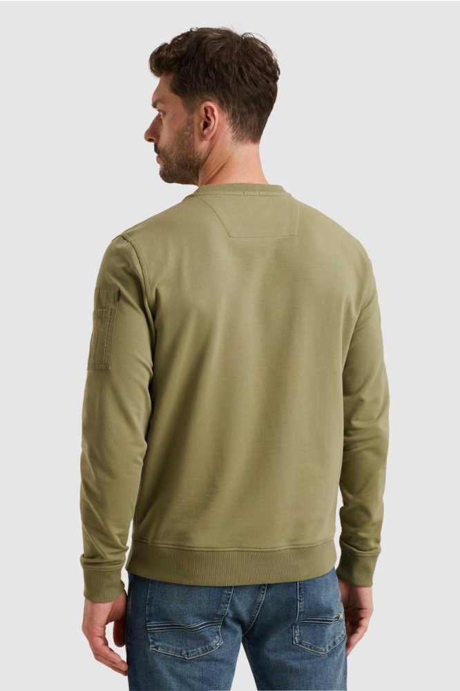 PME legend groene heren sweater | Model achteraanzicht