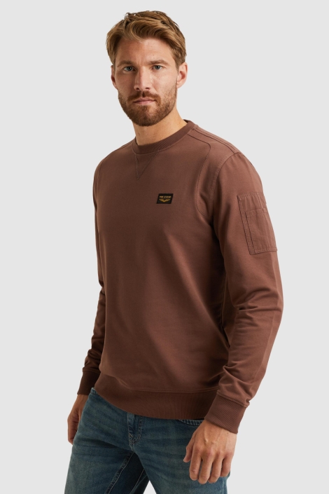PME legend bruine heren sweater | Model zijaanzicht