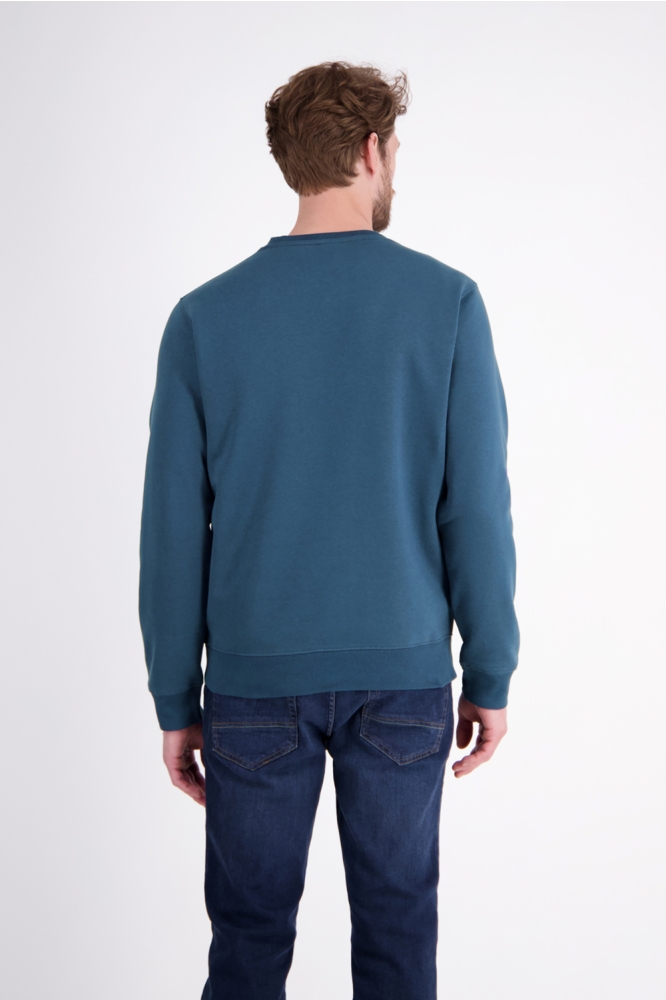 Lerros blauwe heren sweater | Model achteraanzicht