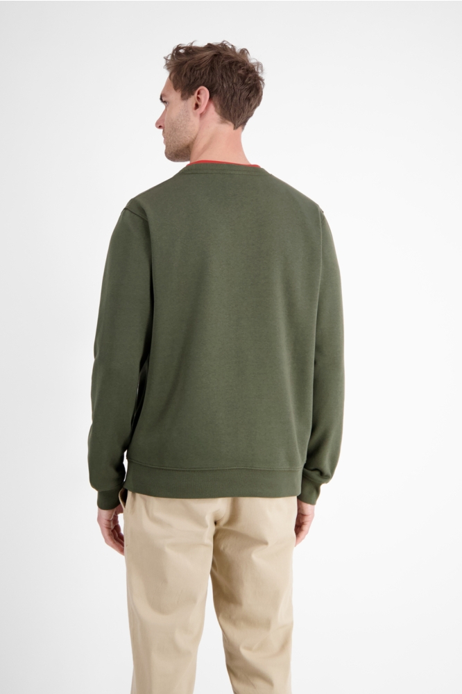 Lerros groene heren sweater | Model achteraanzicht