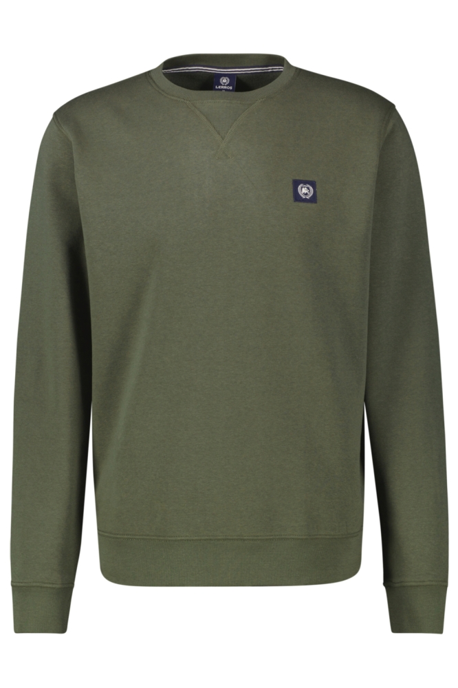 Lerros groene heren sweater | Vooraanzicht