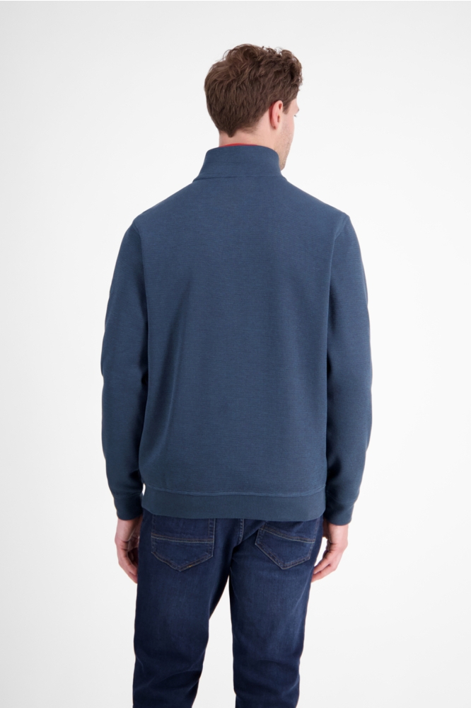 Lerros blauwe heren sweater | Model achteraanzicht