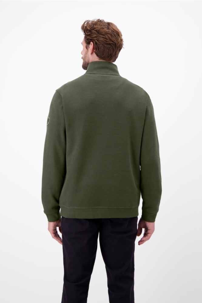 Lerros groene heren sweater | Model achteraanzicht