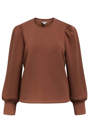 Object Trui OBJANDREA RE L/S O-NECK TOP NOOS 23047103 COCOA BROWN