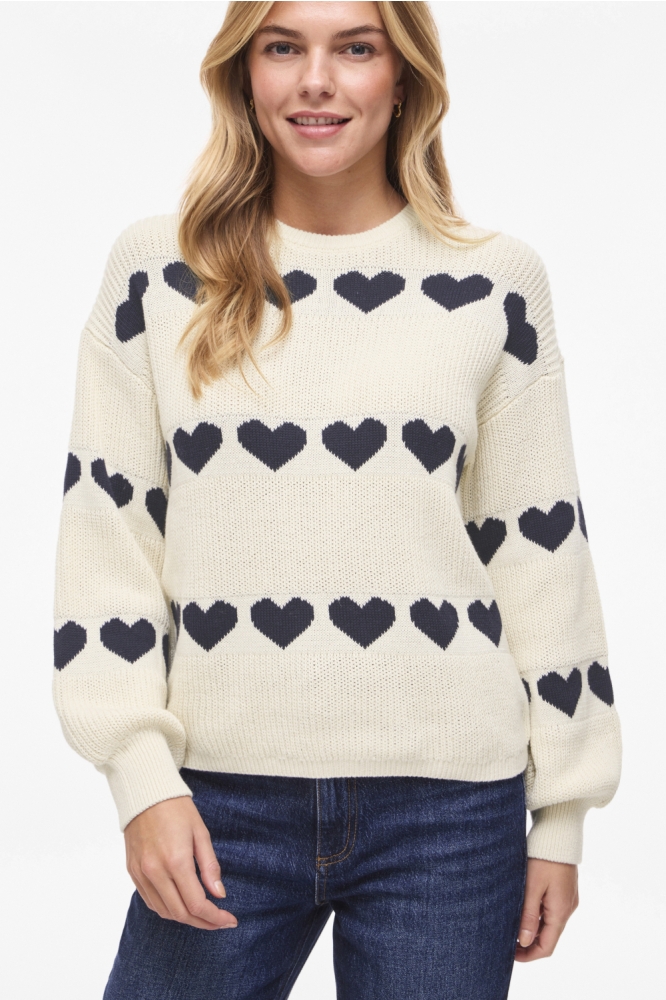 Vila beige dames trui | Model vooraanzicht