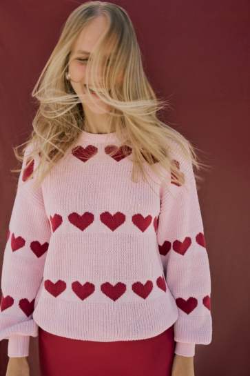 Vila vijamilla l/s o-neck jacquard knit Roze