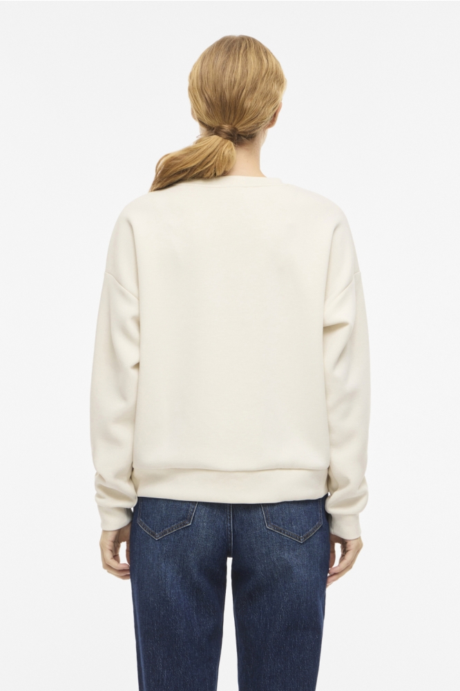 Vila beige dames sweater | Model achteraanzicht