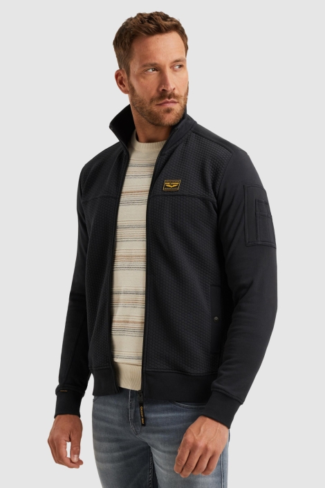 PME legend blauwe heren vest | Model zijaanzicht