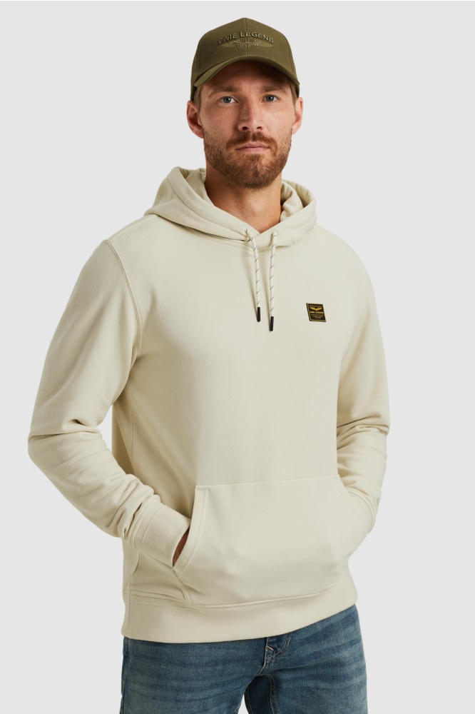 PME legend beige heren sweater | Model vooraanzicht
