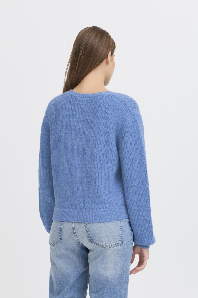 Ichi blauwe dames vest | Model achteraanzicht