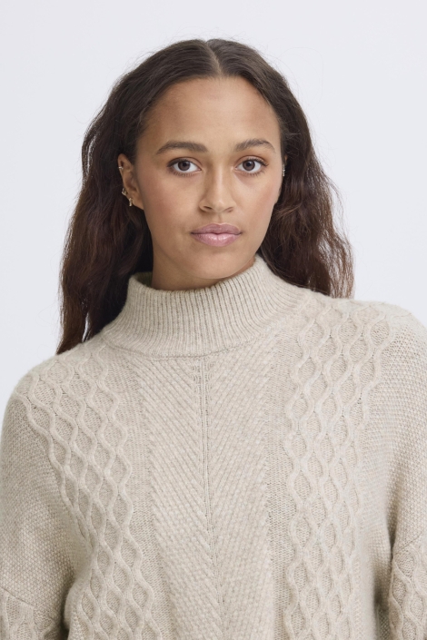 Ichi beige dames trui | Close up