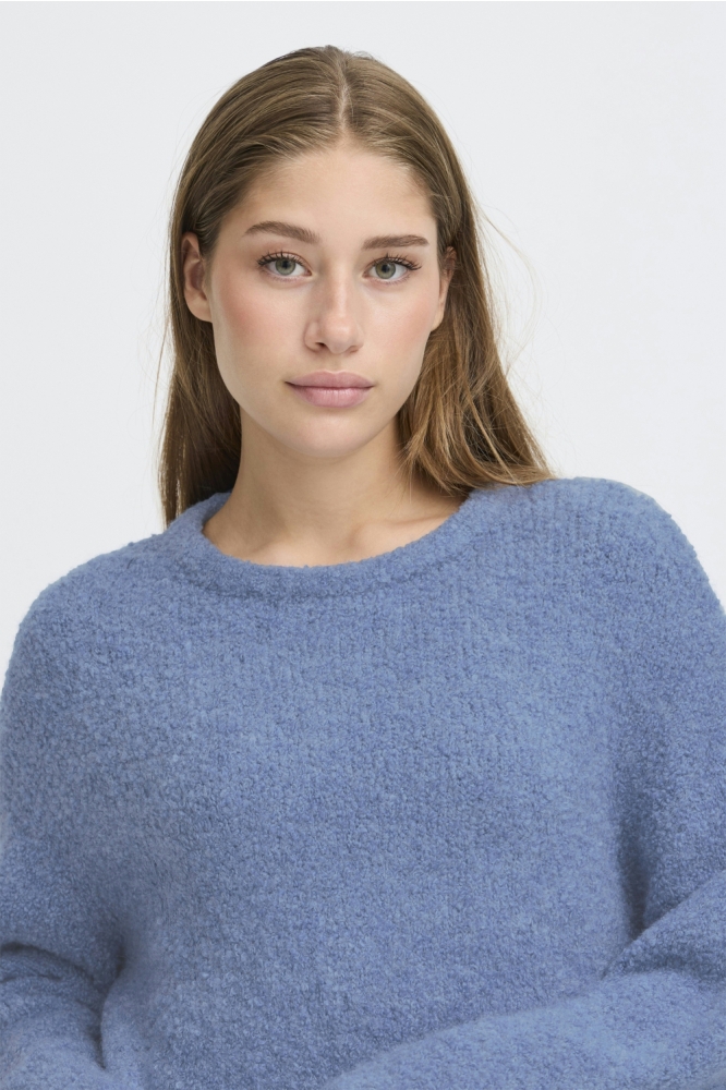 Ichi blauwe dames trui | Close up