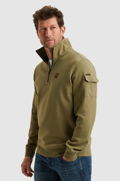 PME legend groene heren sweater | Model zijaanzicht