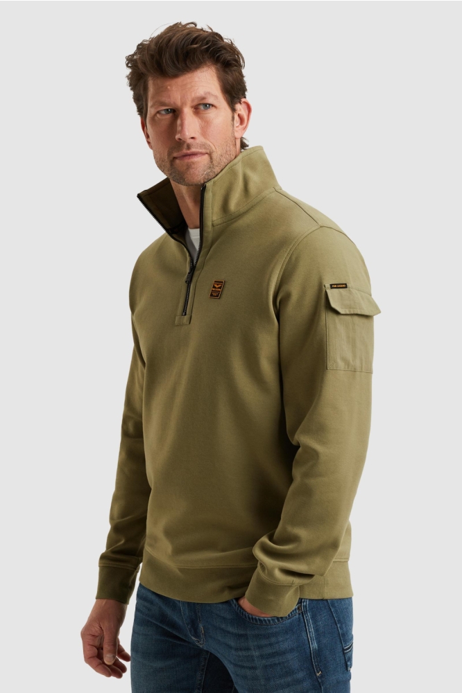 PME legend groene heren sweater | Model zijaanzicht