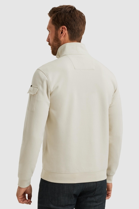 PME legend beige heren sweater | Model achteraanzicht