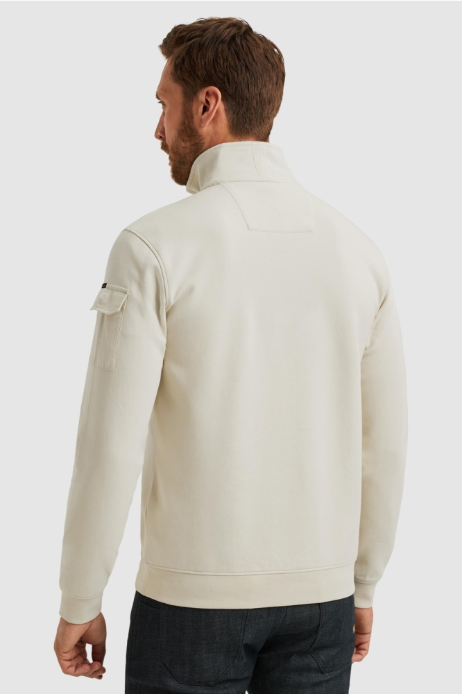 PME legend beige heren sweater | Model achteraanzicht