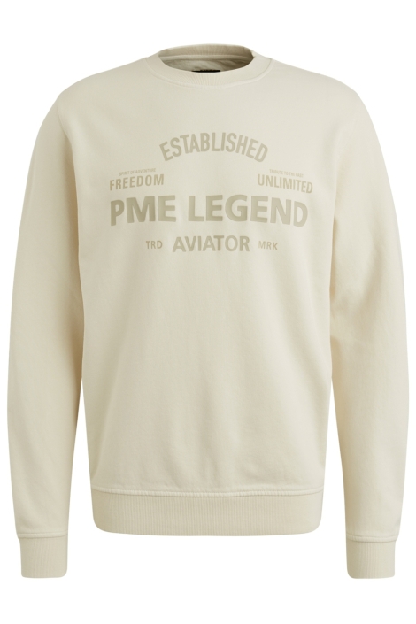 PME legend beige heren sweater | Vooraanzicht