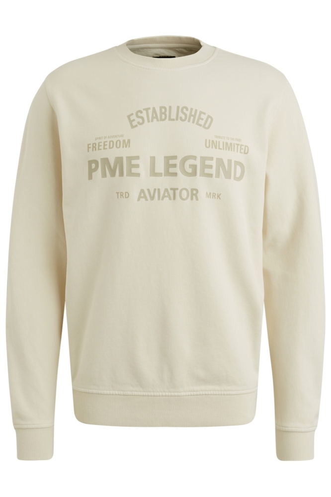 PME legend beige heren sweater | Vooraanzicht