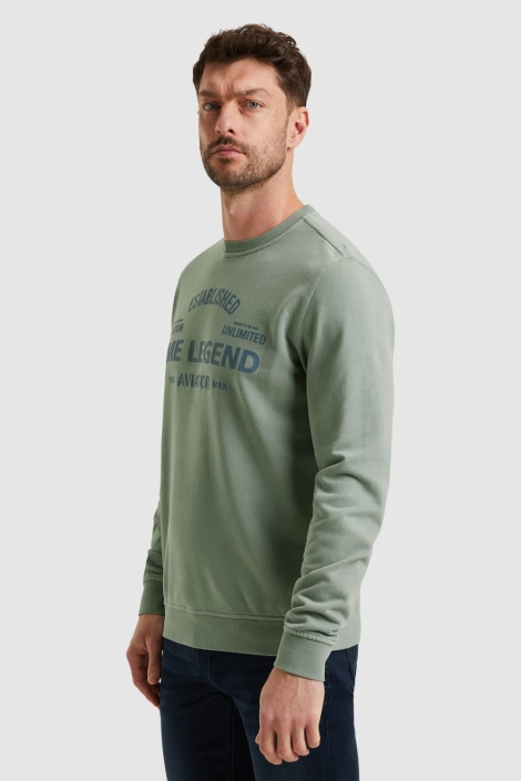 PME legend blauwe heren sweater | Model zijaanzicht