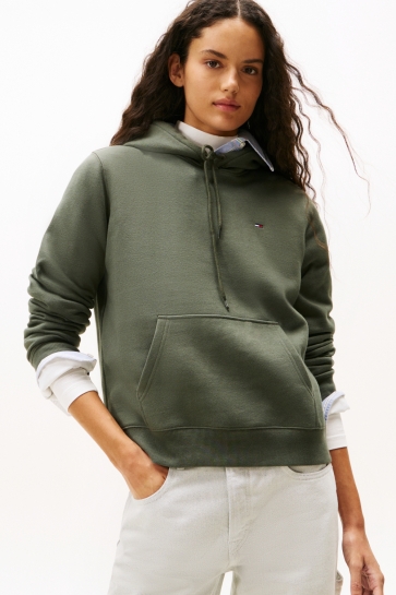 Tommy Jeans TJW REG S FLAG HOODIE DW0DW19958 MRH PEWTER GREEN