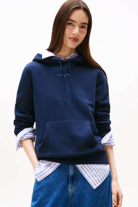 Tommy Jeans blauwe dames sweater | Model vooraanzicht