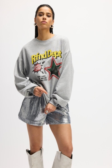 Refined Department JAYNE OVERSIZED SWEATER R2509823780 GREY MELANGE