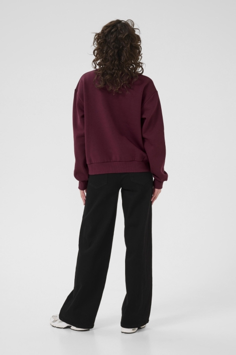 Kaffe bordeaux dames sweater | Model achteraanzicht